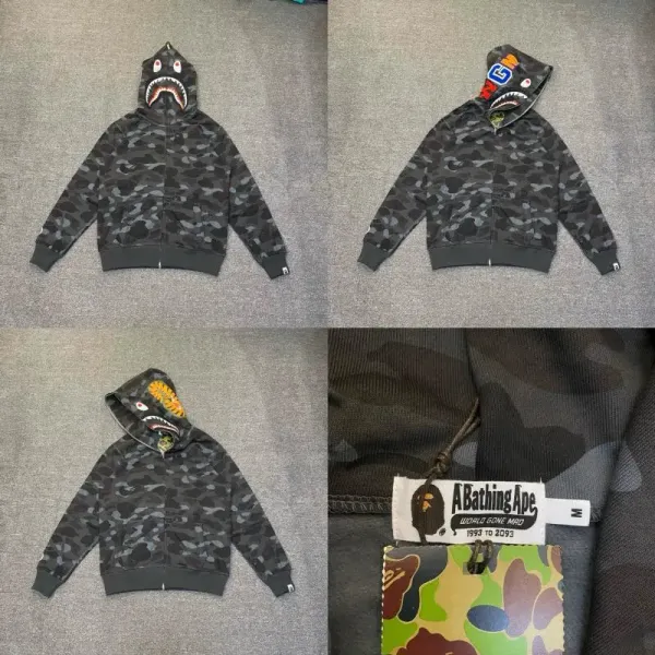 A Bathing Ape Shark Hoodie Camo Gray Hoodie - 1
