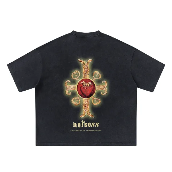 Design Nofsexx The Heart of Imprisonment Graphic T-Shirt Black T-Shirts - 1