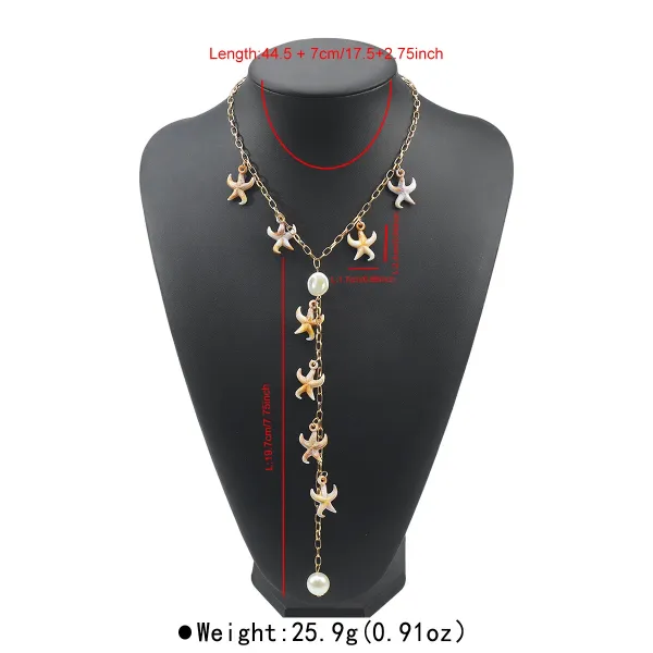 Design Seashell & Pearl Lariat Necklace Gold-Tone Jewelry - 7
