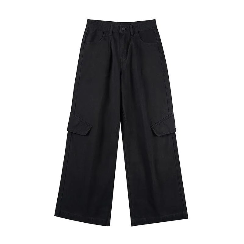 Design Wide-Leg Straight-Cut Black Pants - 41