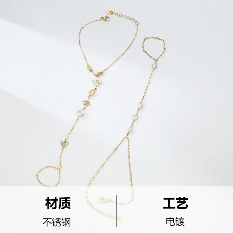 Design Lariat Necklace with Crystal Charms Gold Jewelry - 5