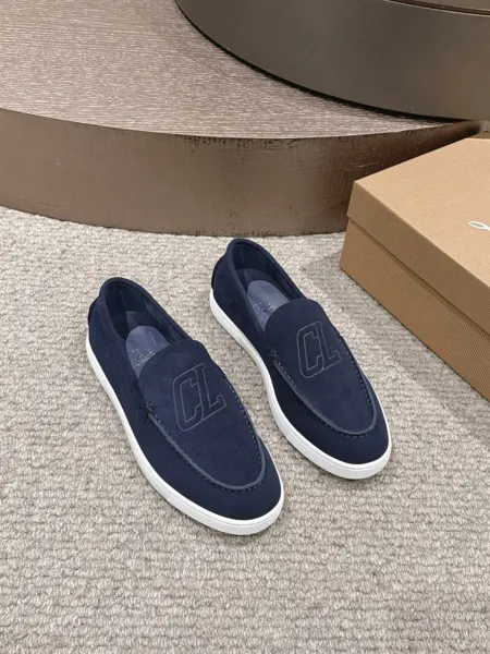 Dior CD Logo Suede Loafers Navy Blue - 4