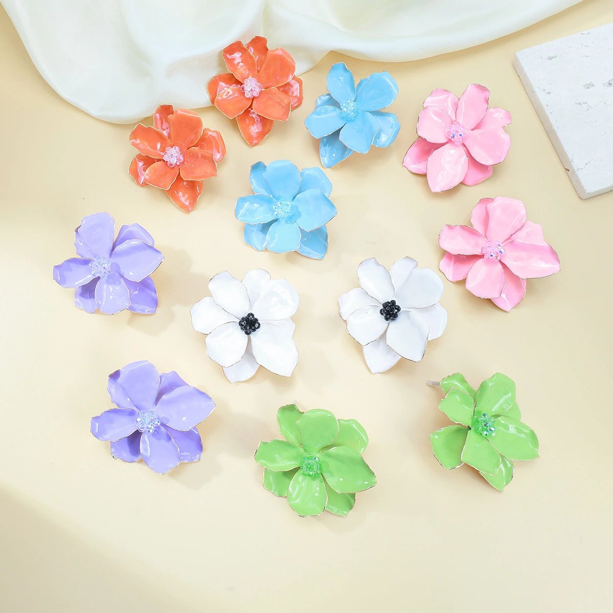 Floral Resin Orange Statement Earrings