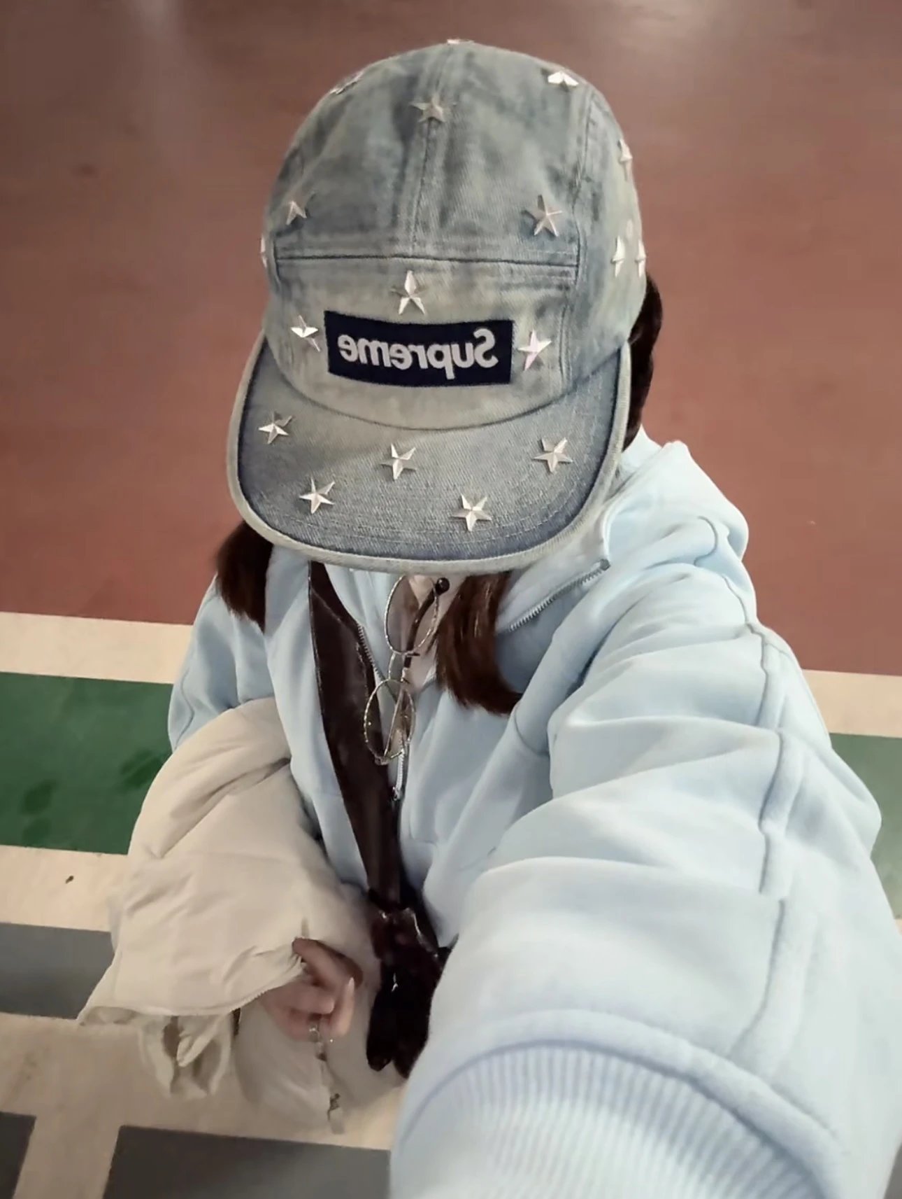 Supreme Denim Star-Studded Five-Panel Cap Light Blue Hats - 4
