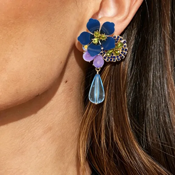 Design Floral Statement Earrings Multicolor Jewelry - 8
