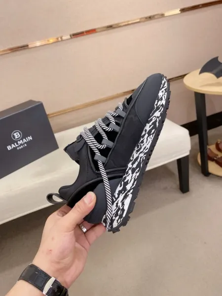 Balmain B-Mesh Sneakers Black and White Camo Chunky Sneakers - 1