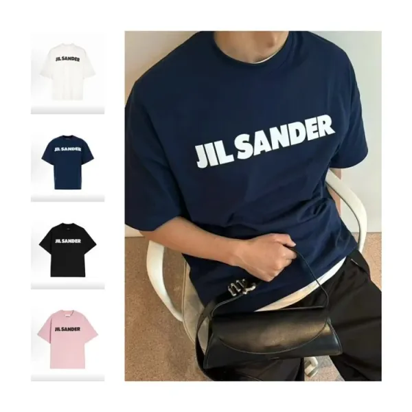 Jil Sander Logo Print Oversized T-Shirt Navy - 1