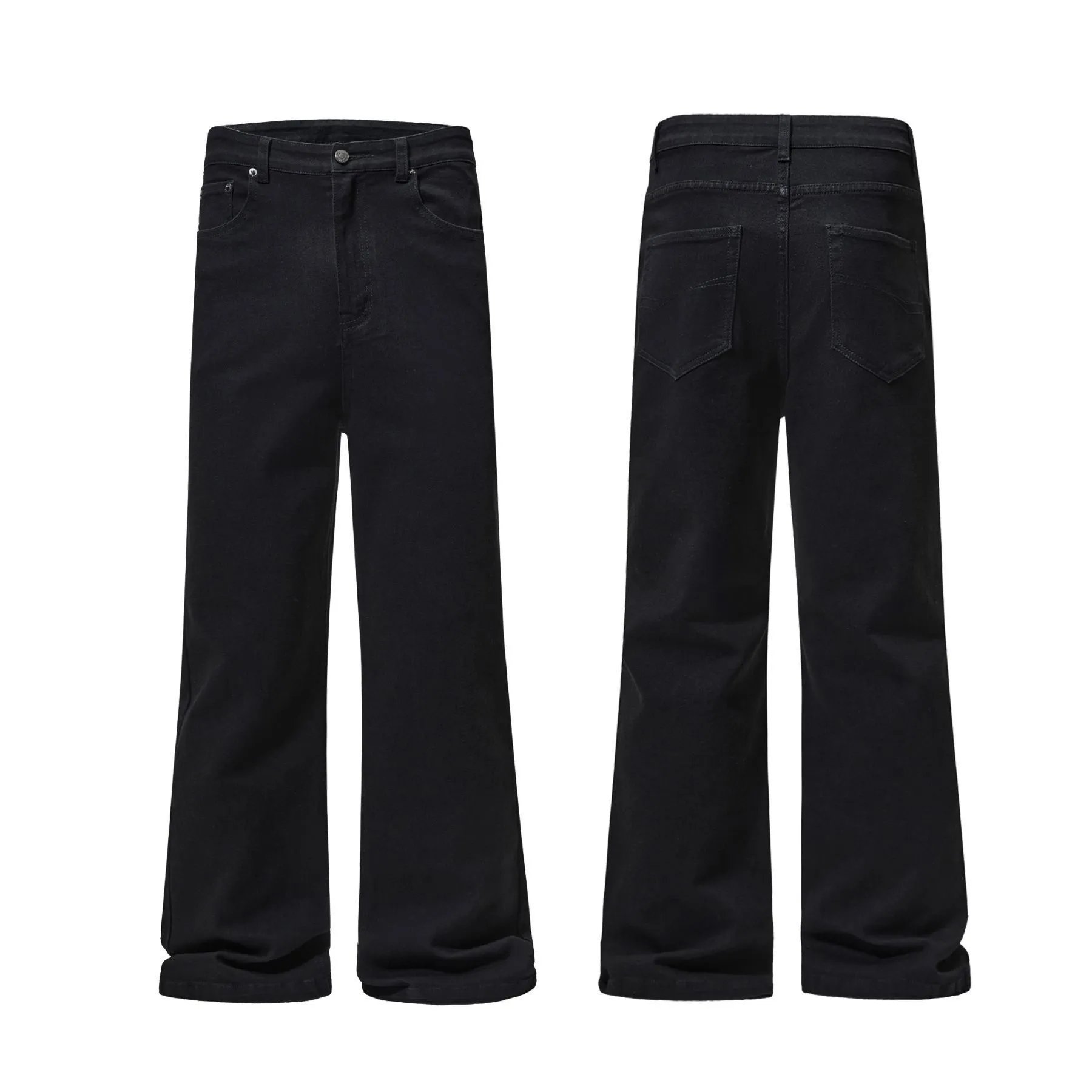 Design Wide-Leg Straight-Cut Black Pants - 6