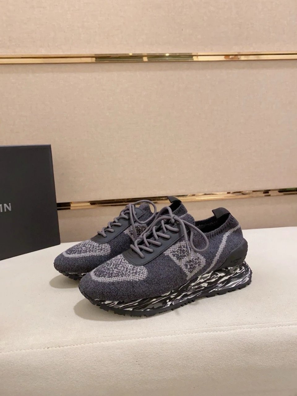 Balenciaga Track Trainer Gray Knit with Marble Sole Sneakers Chunky Sneakers - 3