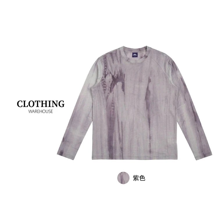 Design Clothing Warehouse Tie-Dye Long Sleeve T-Shirt Purple T-Shirts
