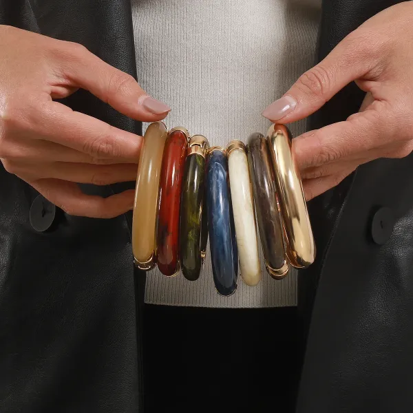 Design Studded Two-Tone Cuff Bracelet Gold Silver Jewelry - 27
