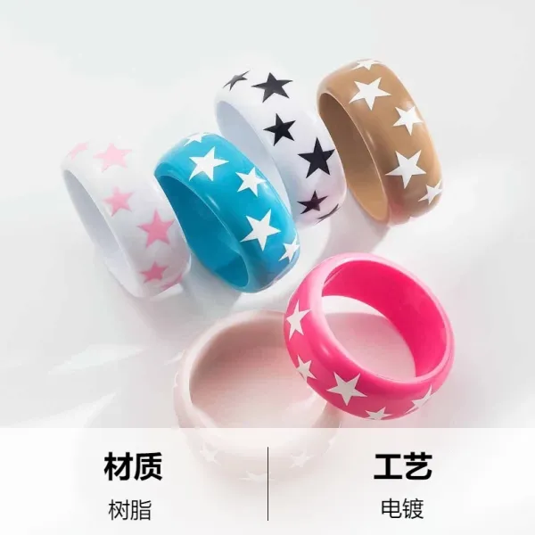 Design Star Motif Ceramic Ring White Jewelry - 4
