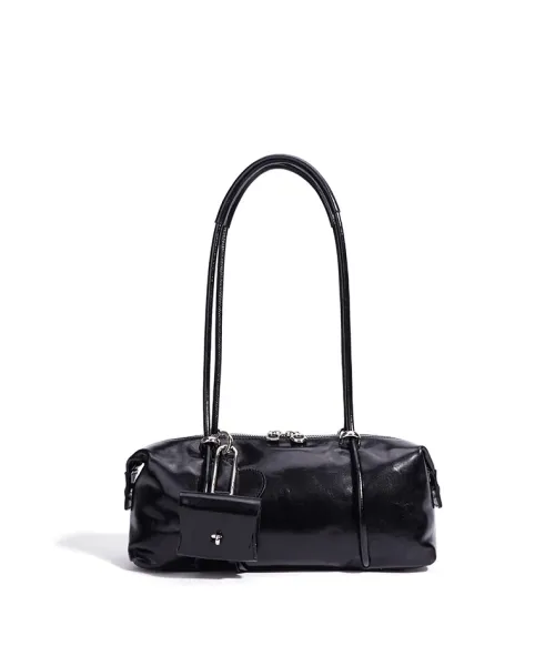 Design Mini Boston Bag in Off-White Patent Leather Handbag - 22