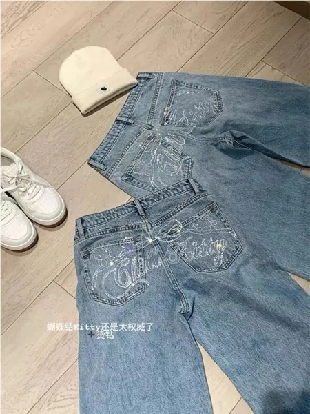 Hello Kitty x Swarovski Embellished Denim Jeans Light Blue - 5