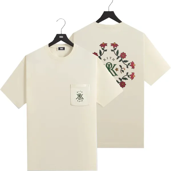 Kith Floral Embroidered Pocket T-Shirt Beige T-Shirt - 1