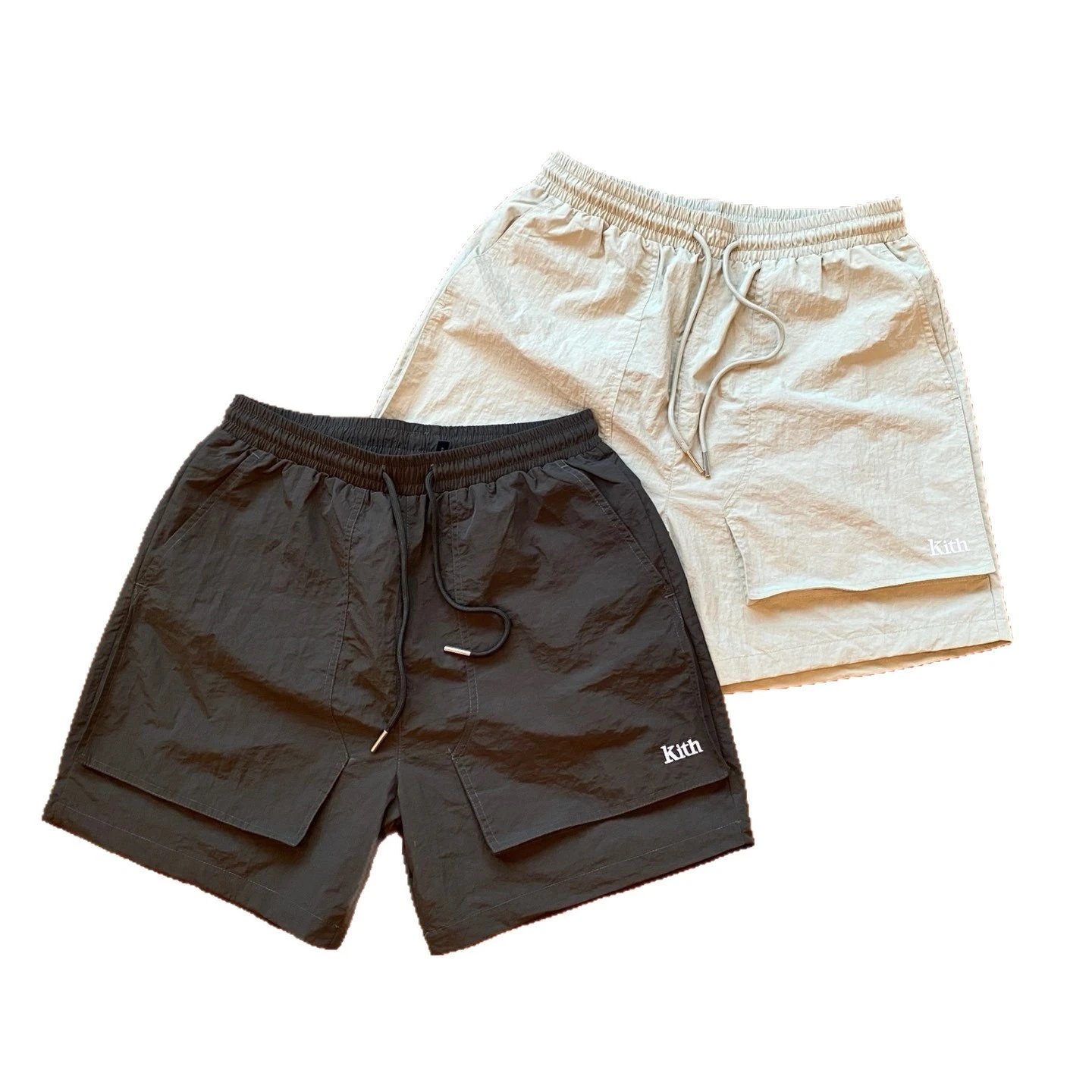 Kith Utility Shorts Black Beige Relaxed Fit
