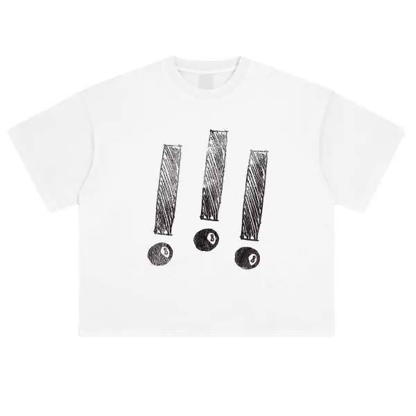 Design Three Exclamation Marks and 8-Ball Graphic Cropped T-Shirt - 20