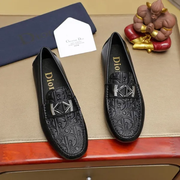 Dior Oblique Embossed Loafer Black Leather Loafers - 8