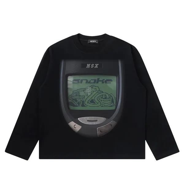 Design NOTSEXx Snake Game Long Sleeve T-Shirt Black T-Shirts - 1