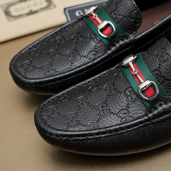 Gucci Horsebit Loafer Black Guccissima Leather Loafers - 8