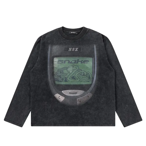 Design NOTSEXx Snake Game Long Sleeve T-Shirt Black T-Shirts - 1