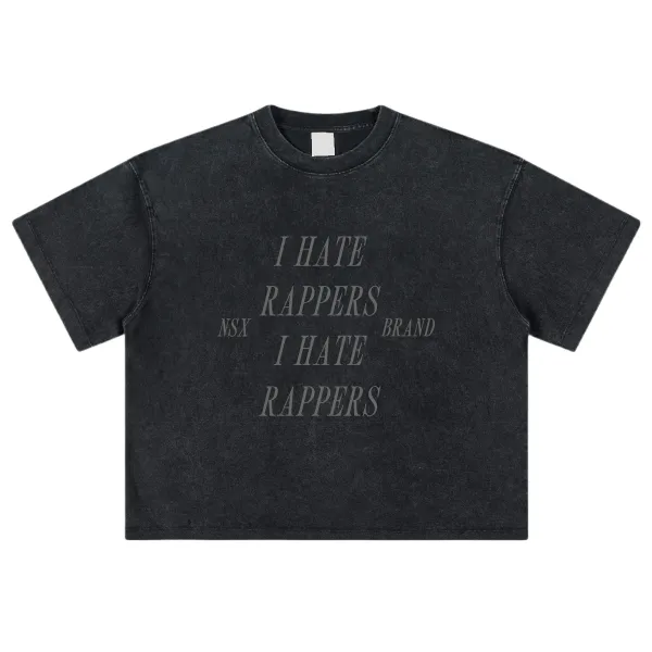 Design NOTSEX I Hate Rappers Brand Acid Wash Long Sleeve T-Shirt Black T-Shirts - 23