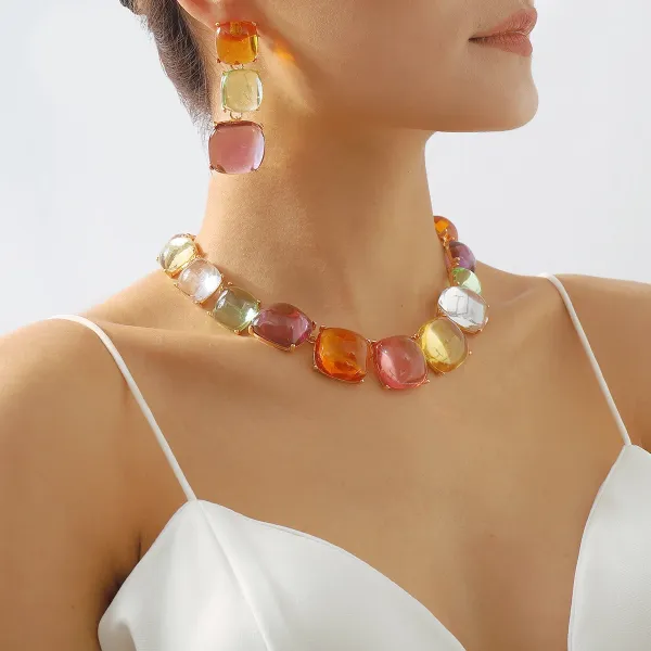 Design Abstract Two-Tone Choker Necklace Jewelry - 15