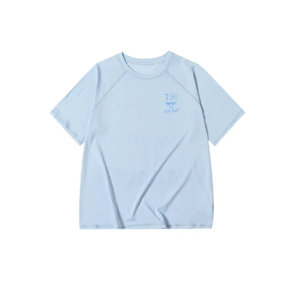 Design I Want To Go Out Light Blue Raglan T-Shirt - 1