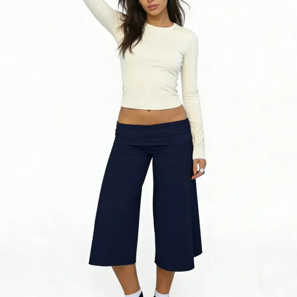 Design Wide-Leg Cropped Pants Pink - 25