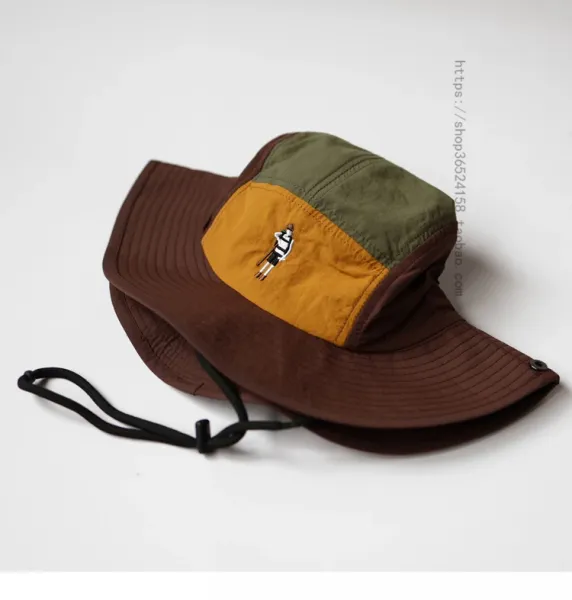 Human Made Bucket Hat Olive Brown Yellow Patchwork - 15