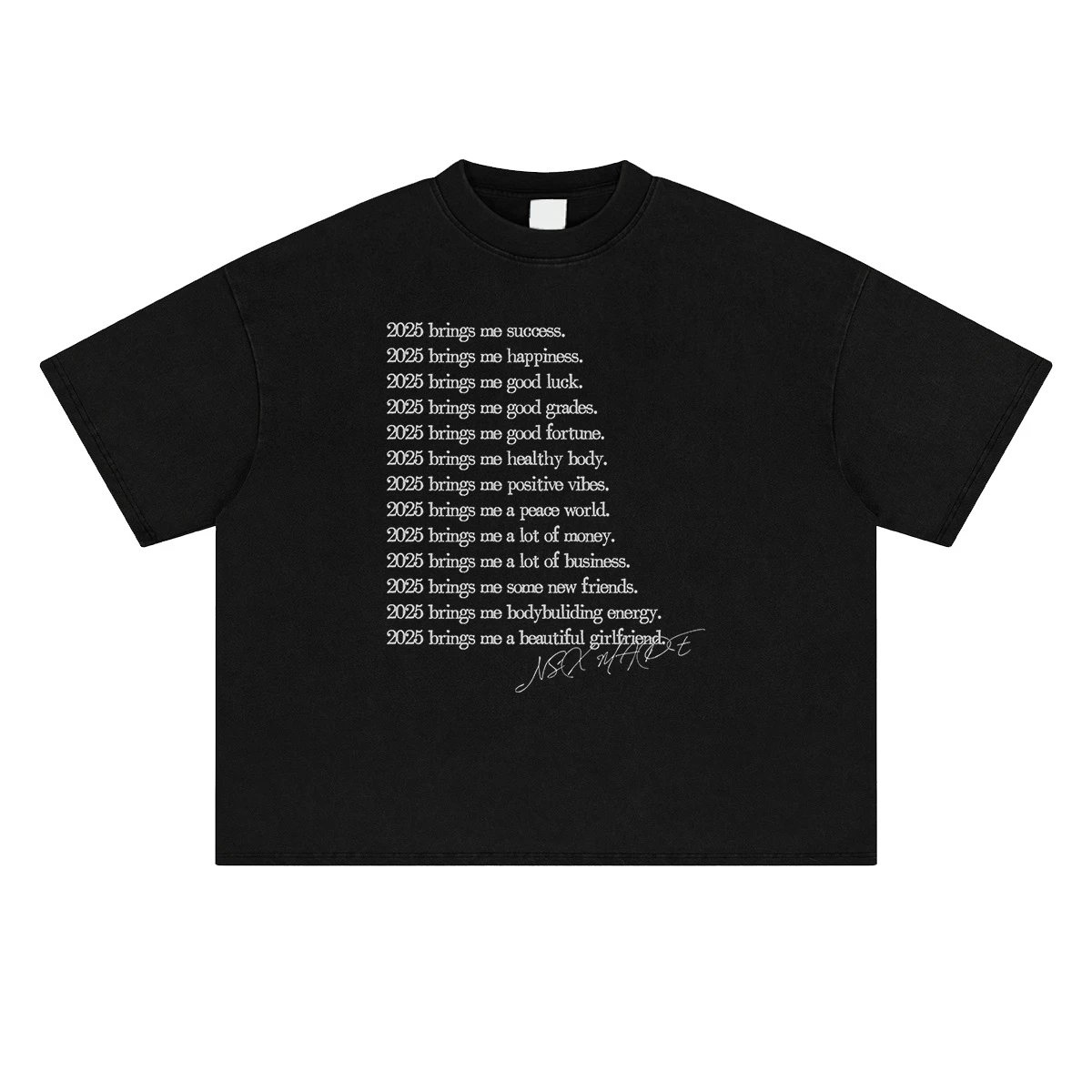 Pure black BOXY short width version short sleeved