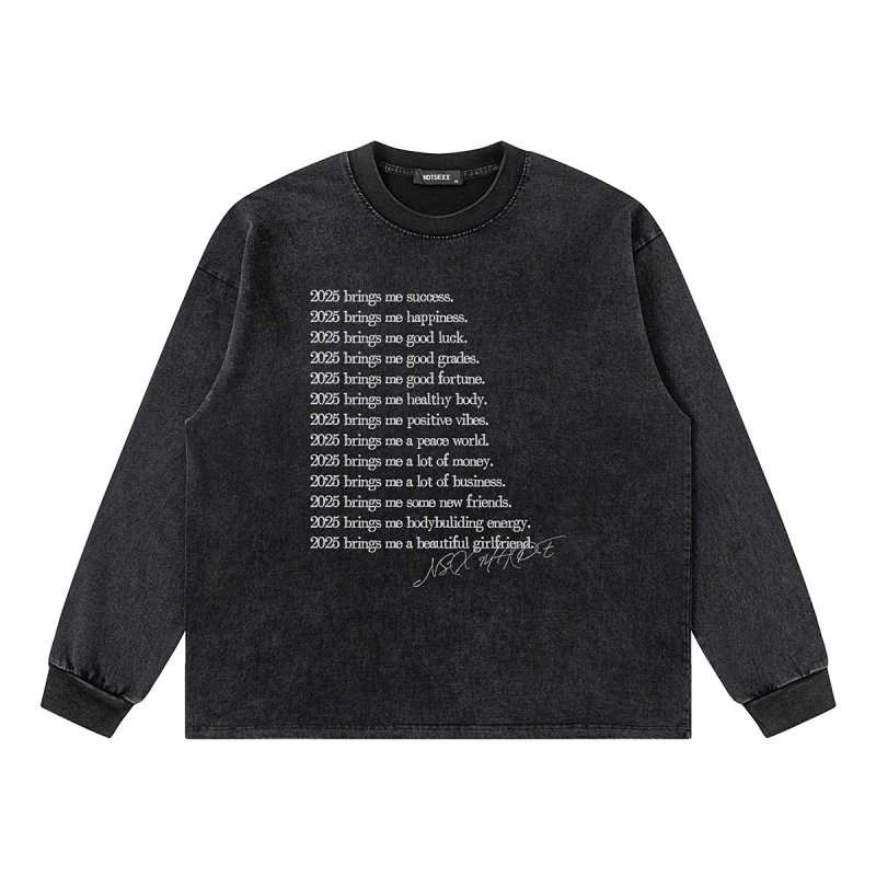 NOTSEXx 2025 Manifesto Washed Black Long Sleeve T-Shirt T-Shirts