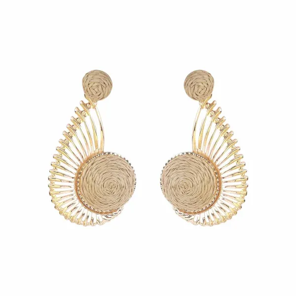 Design Woven Sunburst Earrings Gold Jewelry - 1