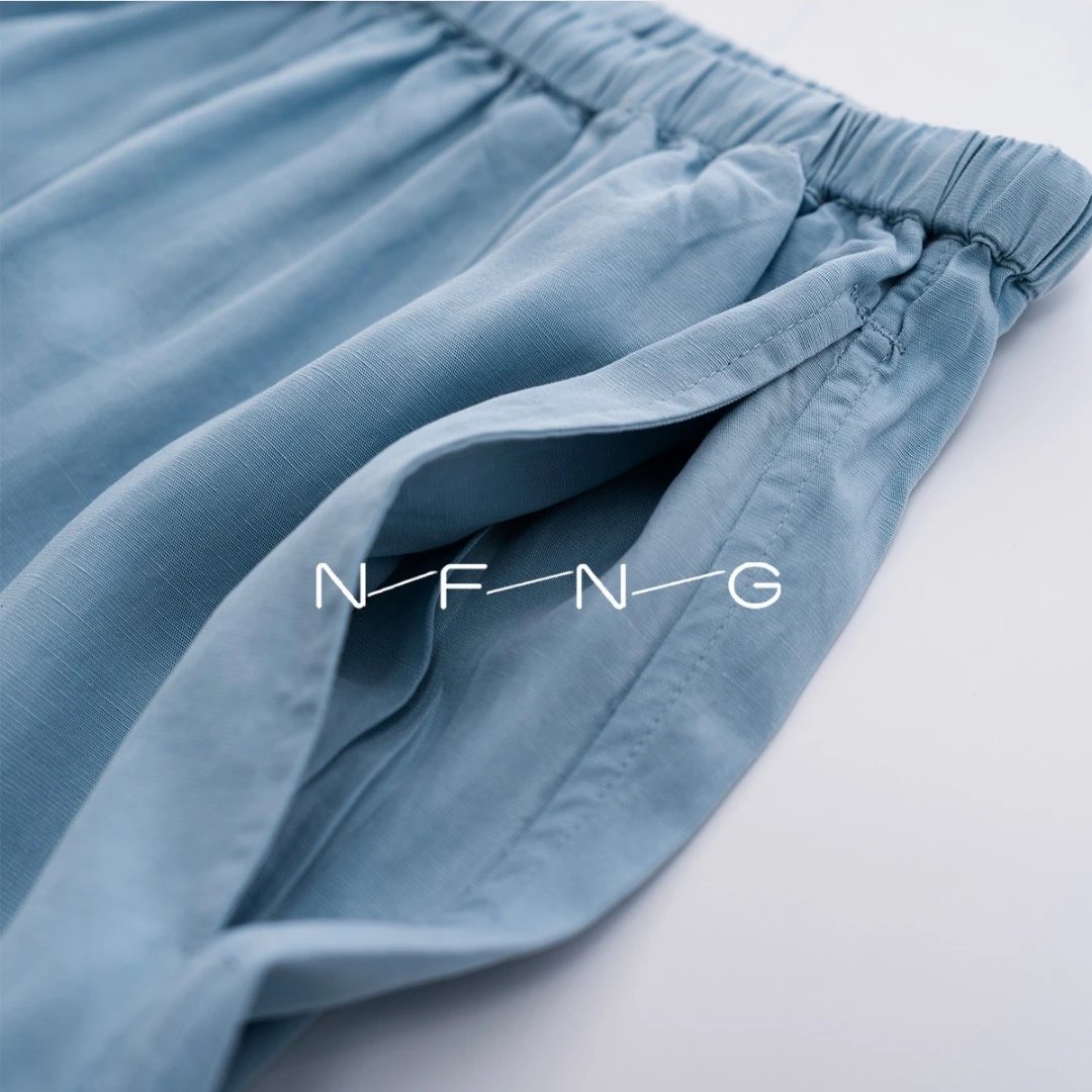Design N.F.N.G Wide-Leg Drawstring Pants Light Blue Pants - 10