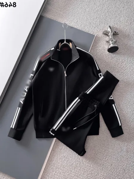 Design Track Suit Set Black with White Stripes Tracksuit - 1