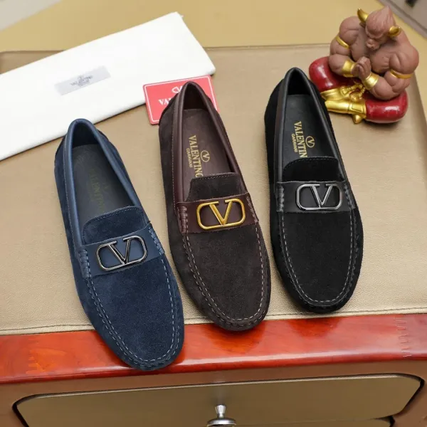 Valentino Garavani VLogo Loafer Navy Suede Loafers - 9