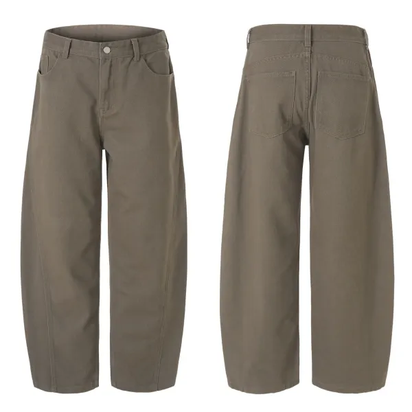 Design Wide-Leg Cargo Pants Distressed Olive Brown - 26