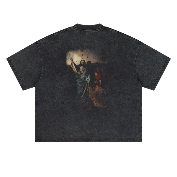 Design Religious Painting Graphic Oversized T-Shirt White - 8