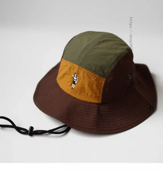 Human Made Bucket Hat Olive Brown Yellow Patchwork - 17