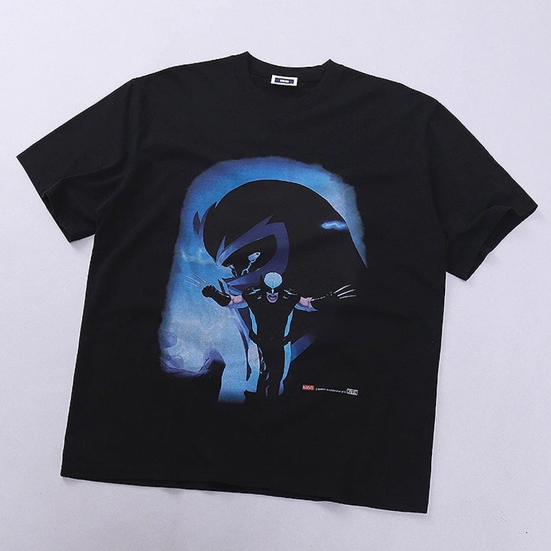Design Cityscape Figure Print Black T-Shirt - 14