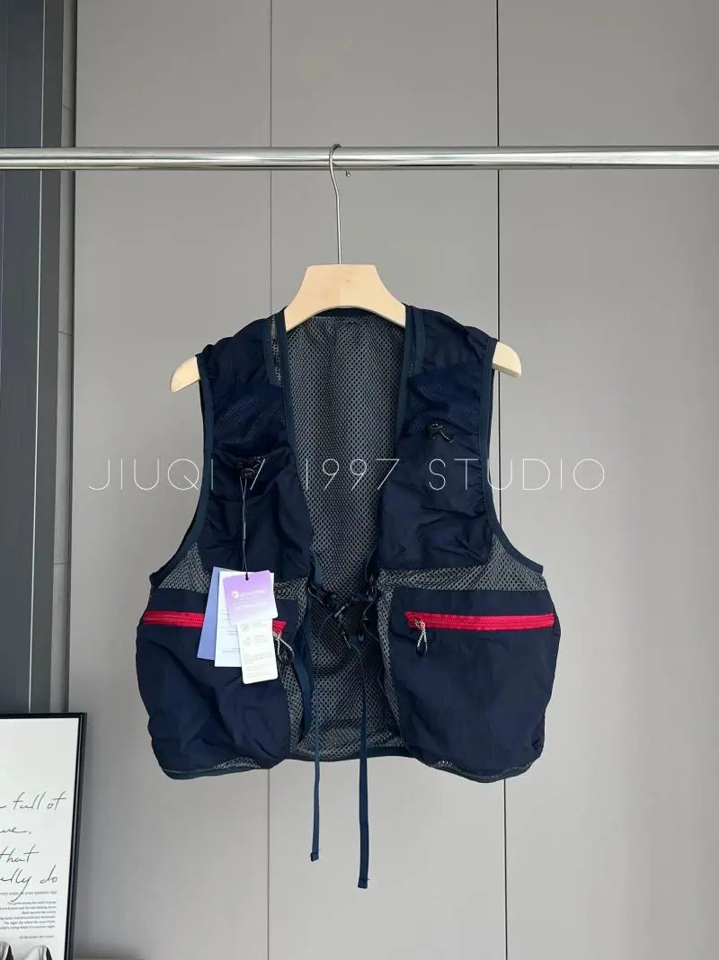 Design Utility Mesh Vest Navy with Red Zipper Accents Vest - 6
