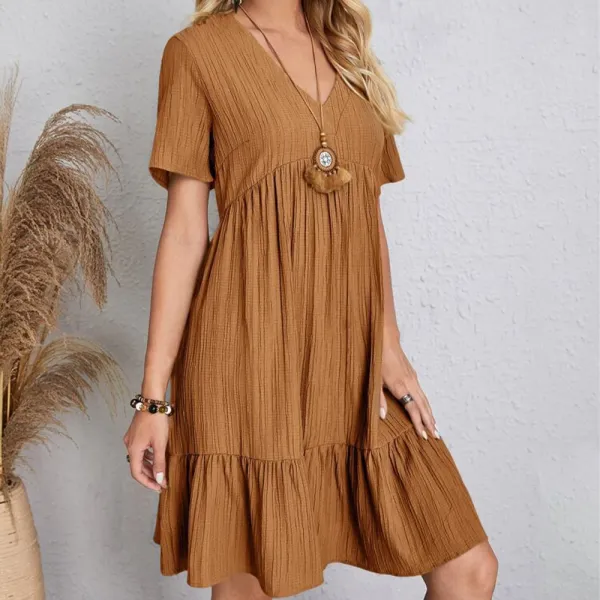 Design Olive Green Tiered Smocked Dress - 13