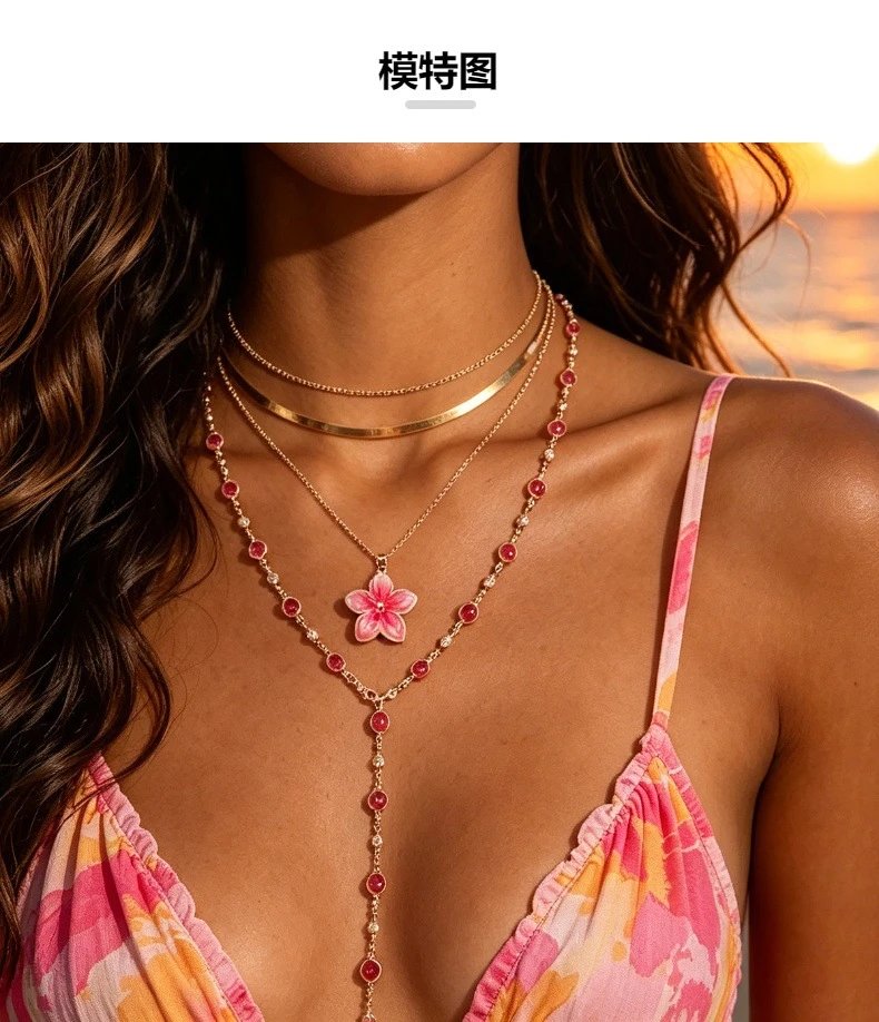 Design Layered Pearl Flower Pendant Necklace Gold Jewelry - 6