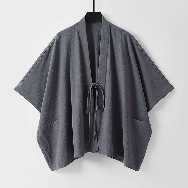 Design Kimono-Style Wrap Top and Drawstring Pants Set Navy - 9