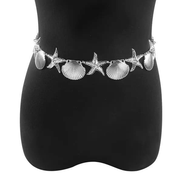 Design Silver Sea Shell and Starfish Waist Chain Accessory Jewelry - 1