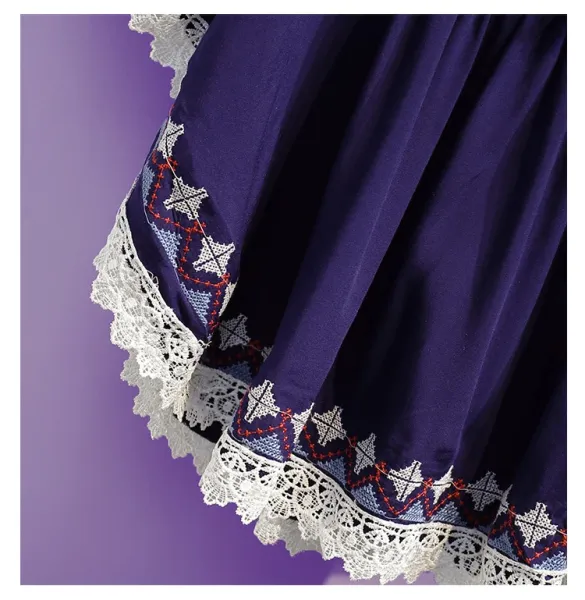 Design Boho Embroidered Lace Trim Tunic Top in Deep Purple Tops - 30
