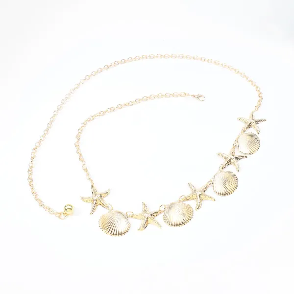 Design Silver Sea Shell and Starfish Waist Chain Accessory Jewelry - 11