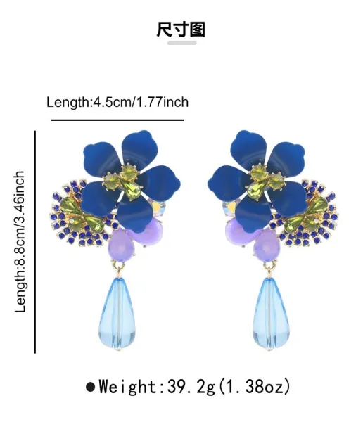 Design Floral Statement Earrings Multicolor Jewelry - 5