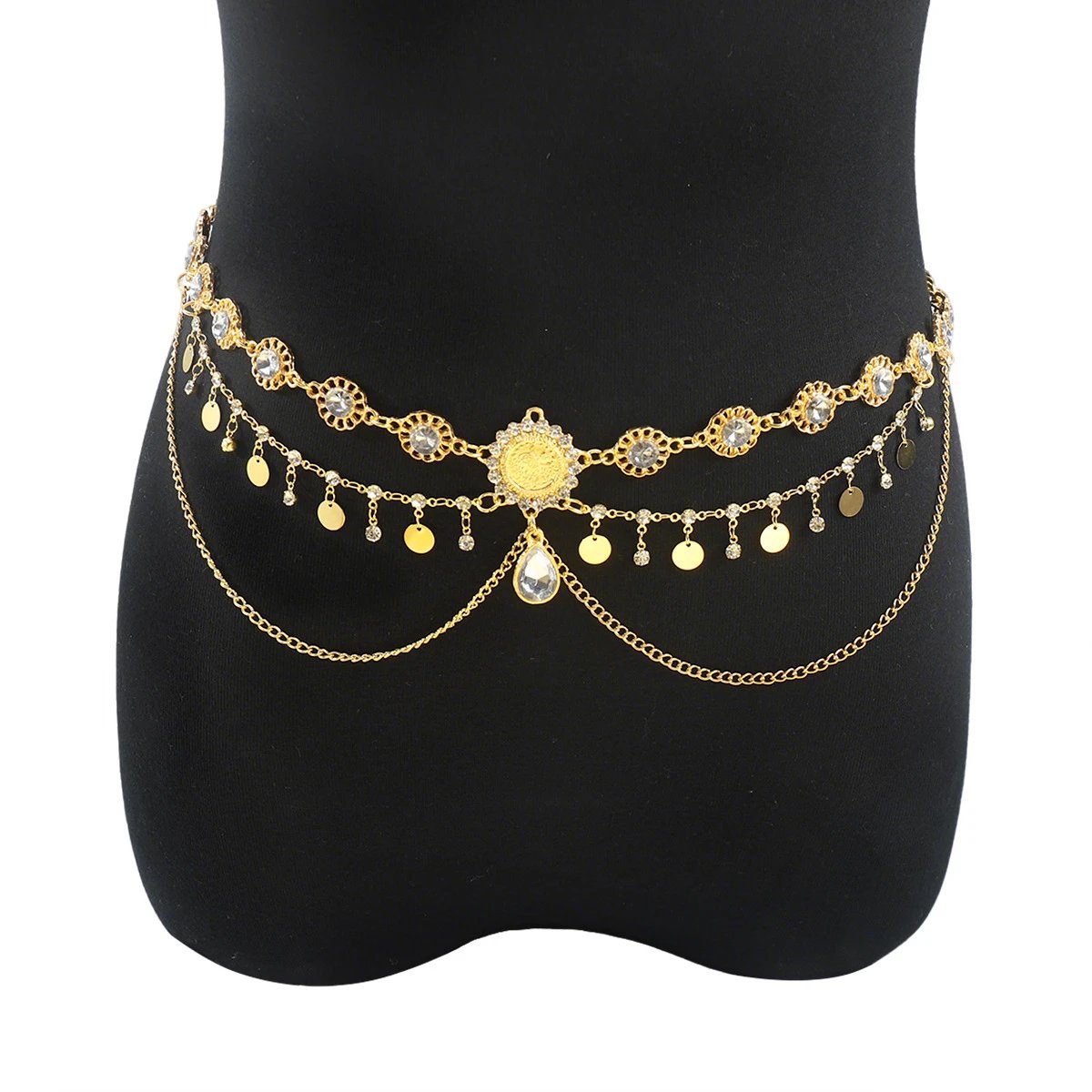 Bohemian Layered Coin Charm Waist Chain Gold Accessories.jewelry