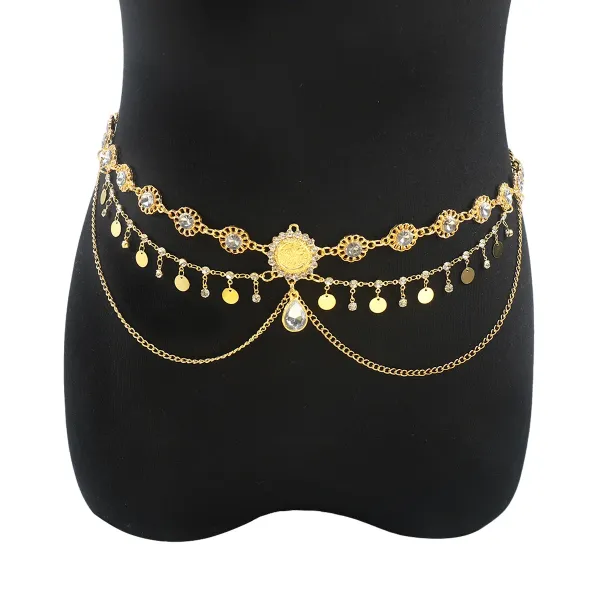 Design Bohemian Layered Coin Charm Waist Chain Gold Accessories.jewelry - 1